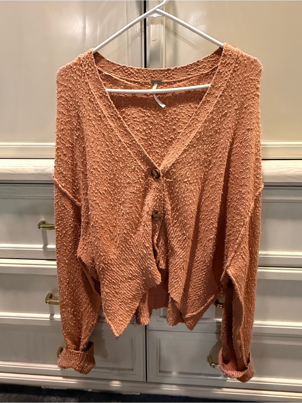 Free People Found my friend Button Sweater Cardigan- rust in color XS